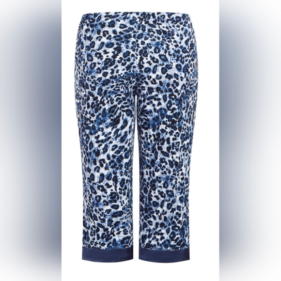 Satin trim cheetah Navy pajama sleep casual pants Animal plus Size 30-32 - Picture 3 of 6